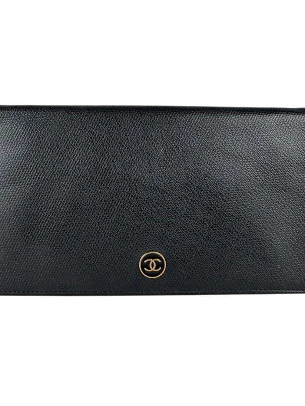 CHANEL CC Logp Bifold Long Wallet Black Leather/Goldtone -